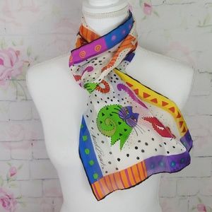 Laurel Burch silk cat scarf oblong bright colors!